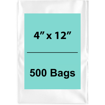 4X12 inches Clear Flat Poly Bags 2Mil Open Top (LDPE)
